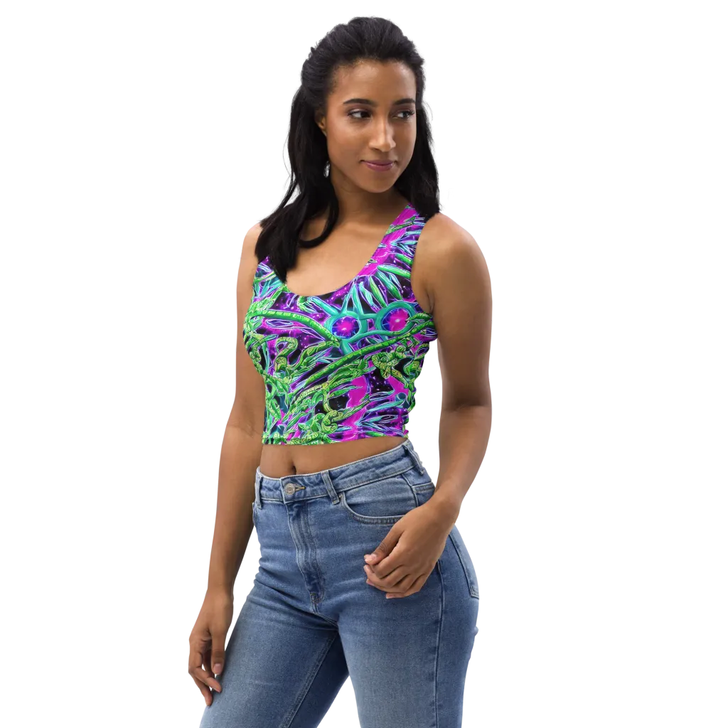Cosmic Geckos on Crop Top — Left Front