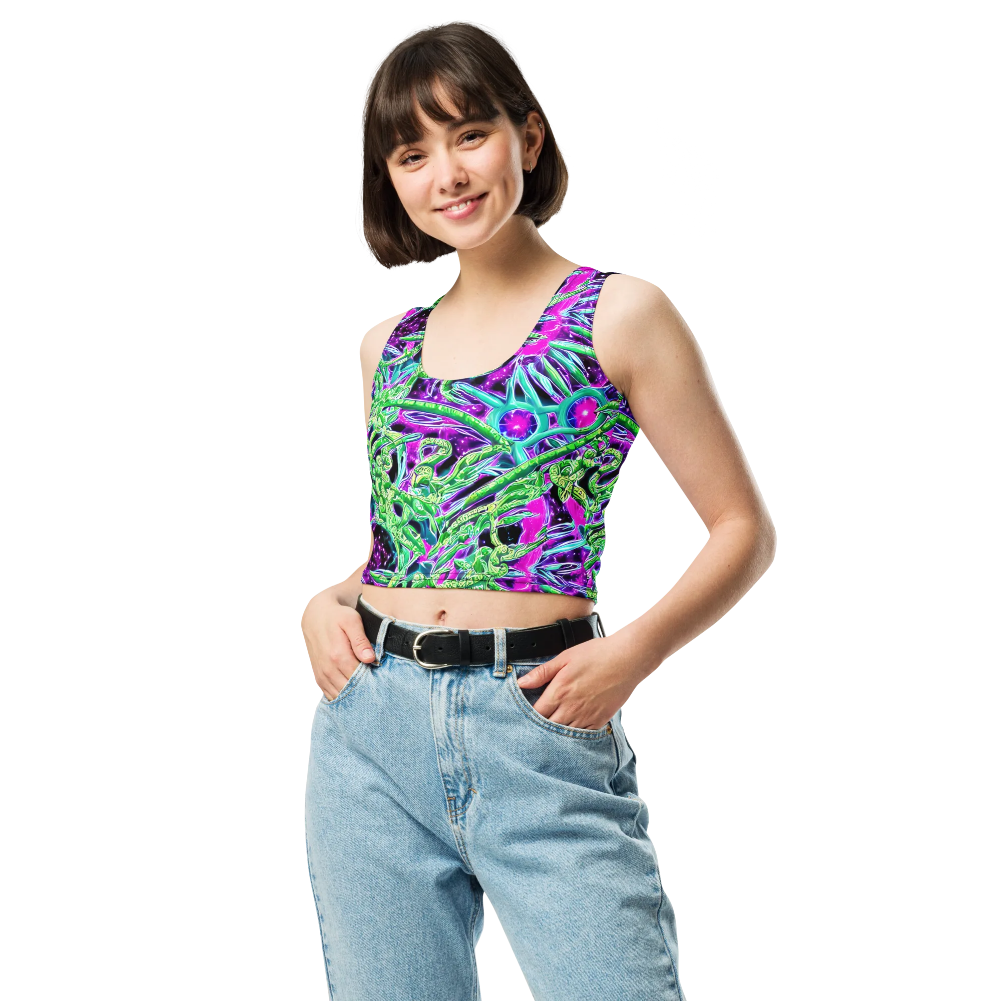 Cosmic Geckos on Crop Top — Front