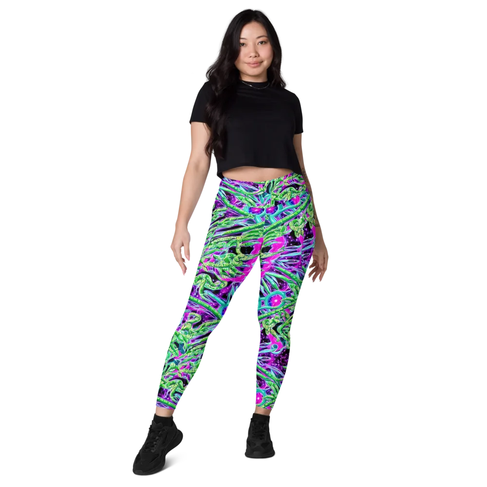 Cosmic Geckos on Leggings with Pockets — Front