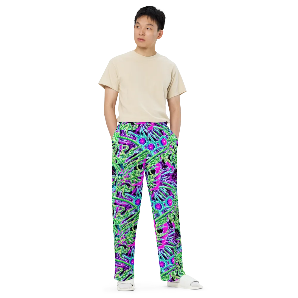 Cosmic Geckos on Wide-Leg Pants — Front