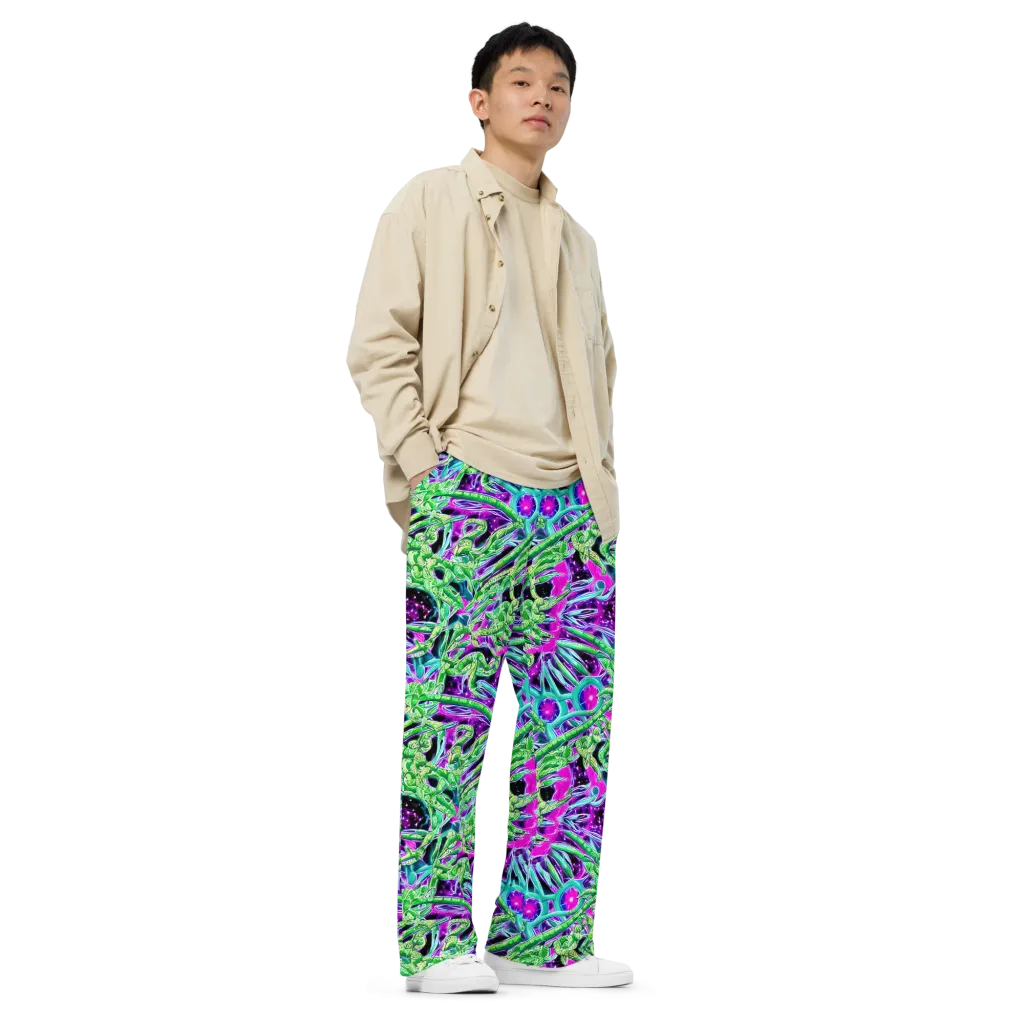 Cosmic Geckos on Wide-Leg Pants — Right Front