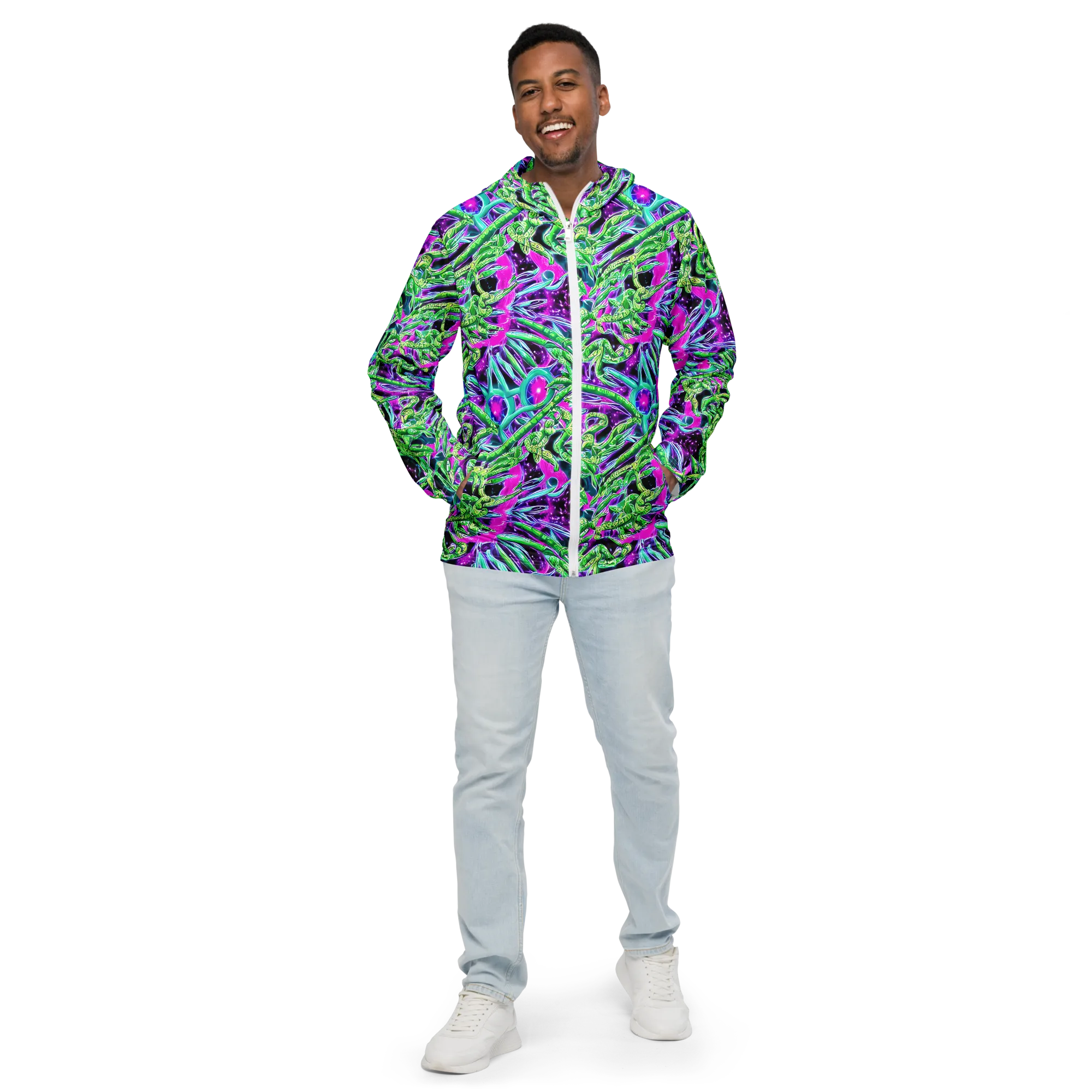 Cosmic Geckos on Men's Windbreaker — Front