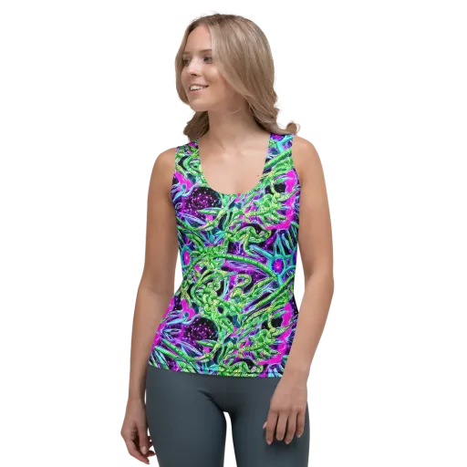 Cosmic Geckos on a Women's Tank Top