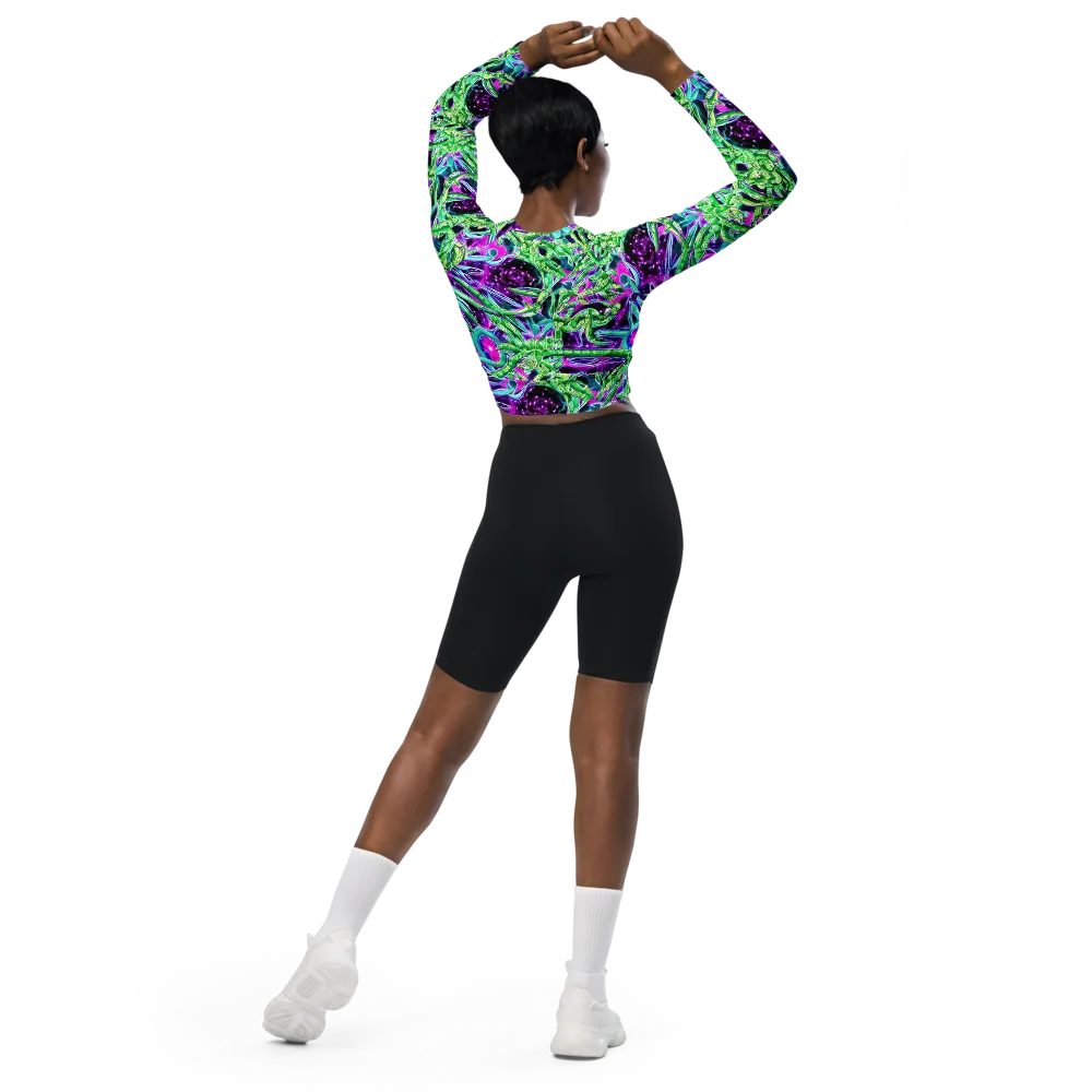 Cosmic Geckos on Long Sleeve Crop Top — Back