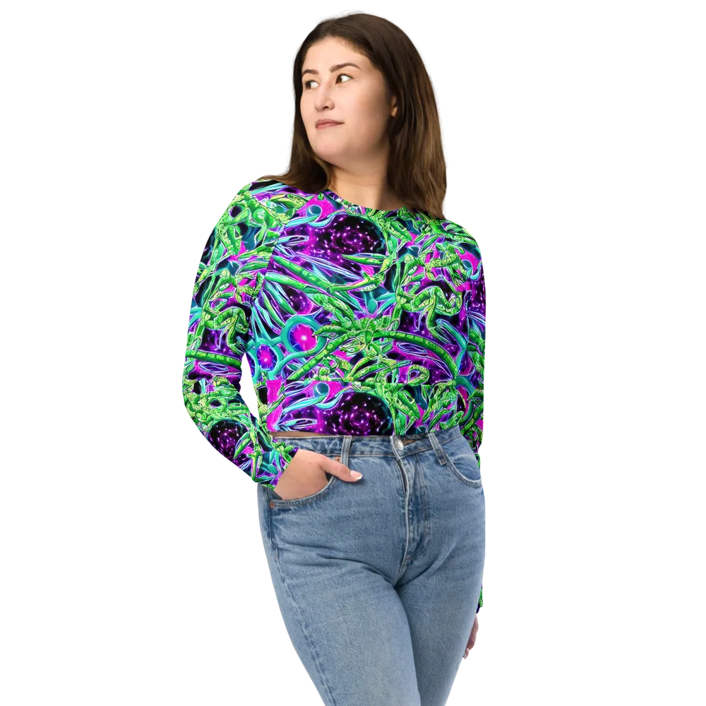 Cosmic Geckos on Long Sleeve Crop Top — Front