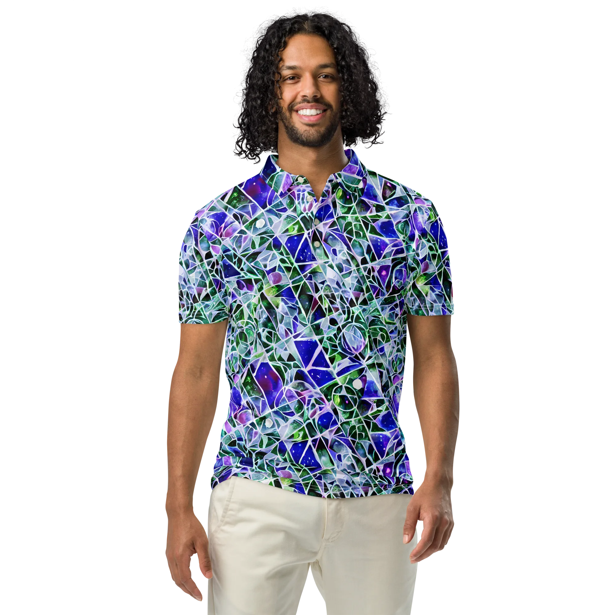 Prismatic Shatter on Men's Slim Fit Polo Shirt — Front