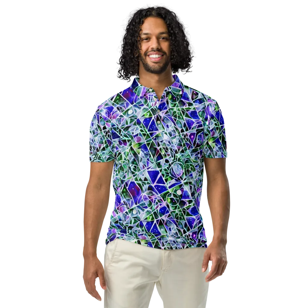 Prismatic Shatter on Men's Slim Fit Polo Shirt — Front
