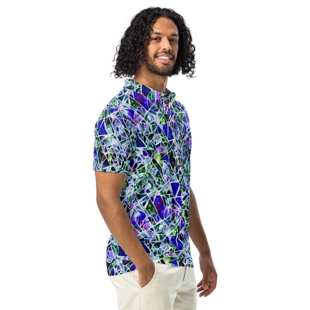 Prismatic Shatter on Men's Slim Fit Polo Shirt — Right Front