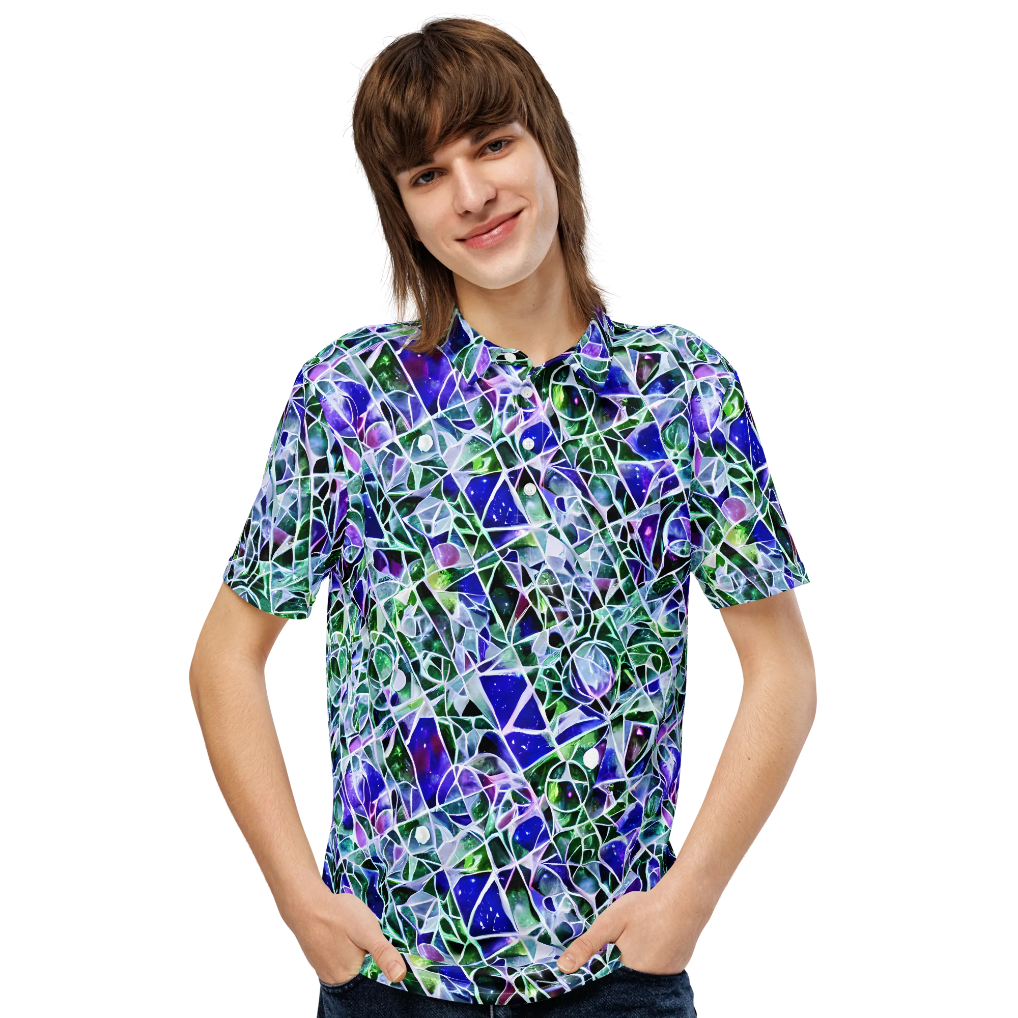 Prismatic Shatter on Men's Slim Fit Polo Shirt — Front
