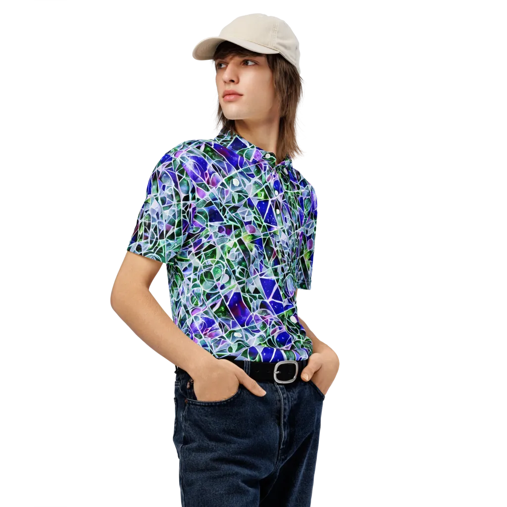 Prismatic Shatter on Men's Slim Fit Polo Shirt — Right Front