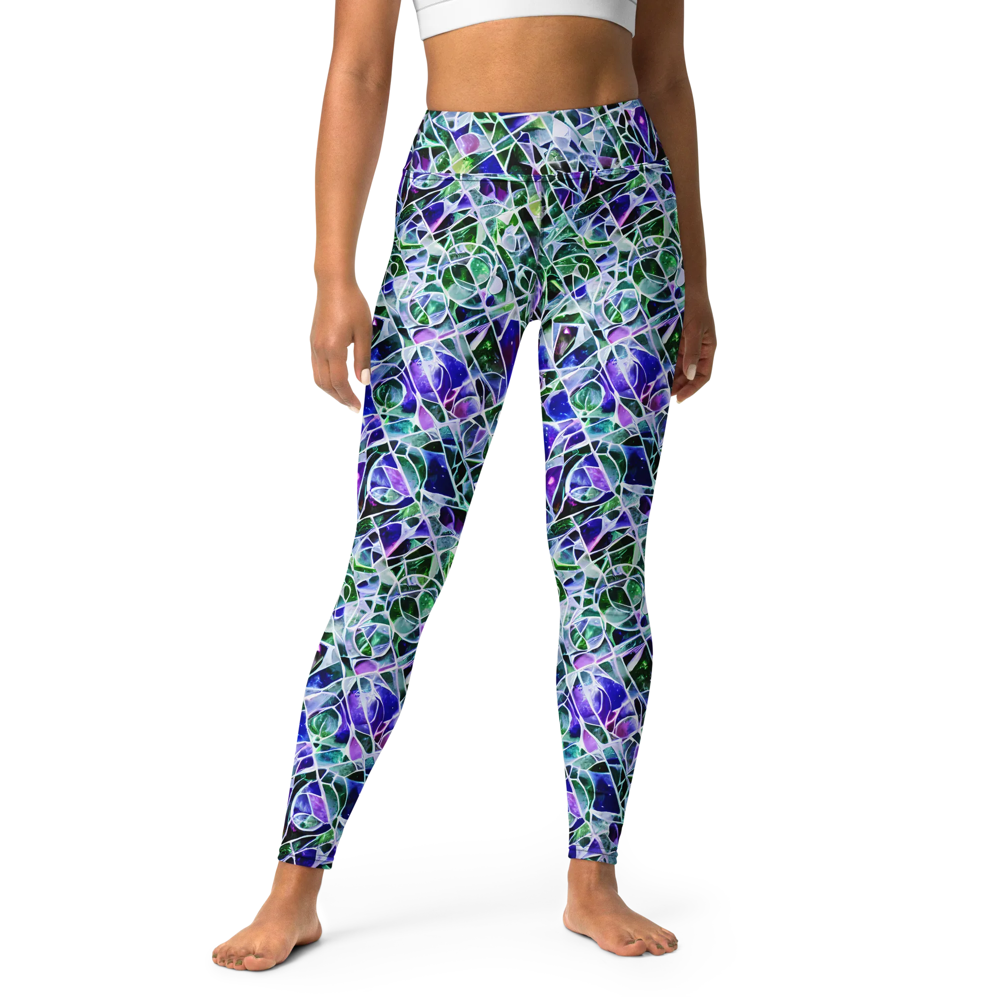Prismatic Shatter on Yoga Leggings — Front