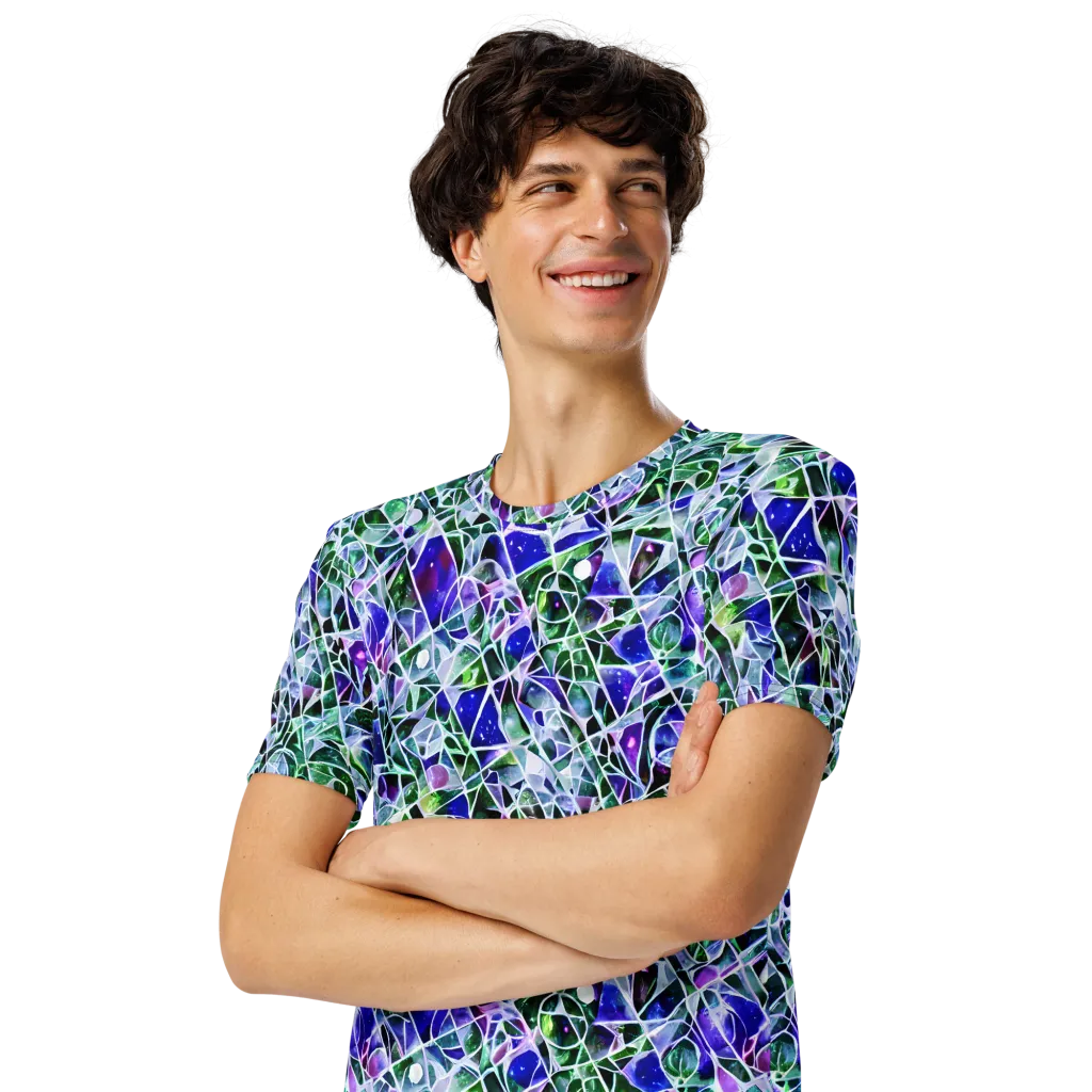 Prismatic Shatter on Men's Crew Neck T-Shirt — Left Front