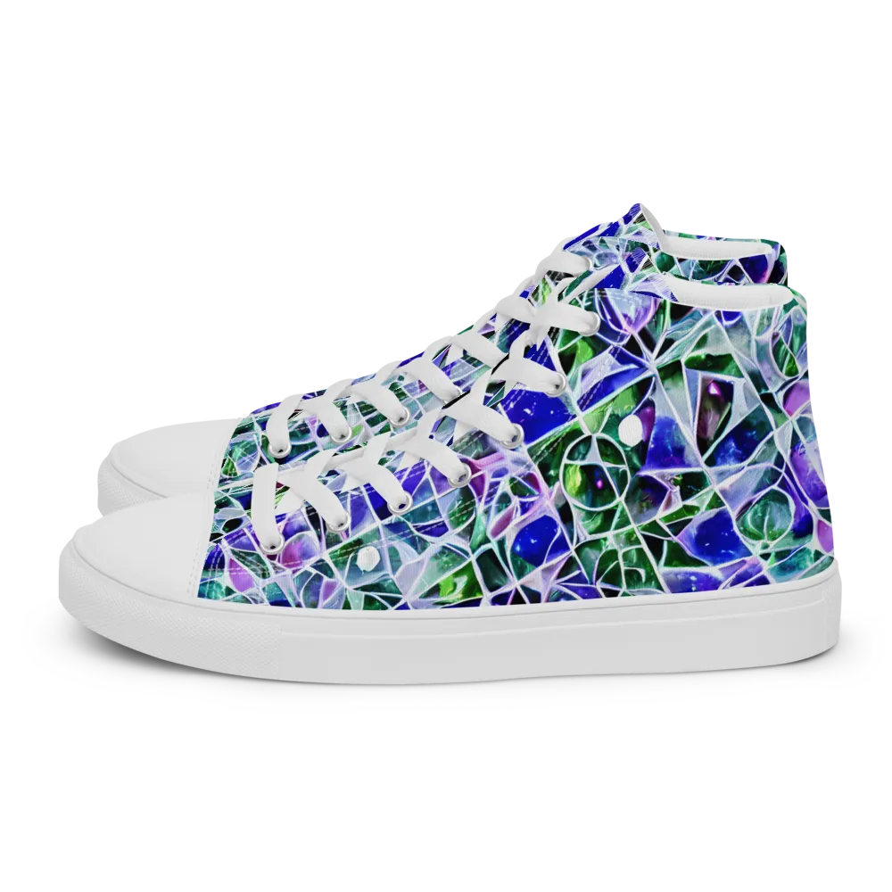 Prismatic Shatter on Men's High Top Canvas Shoes — Left