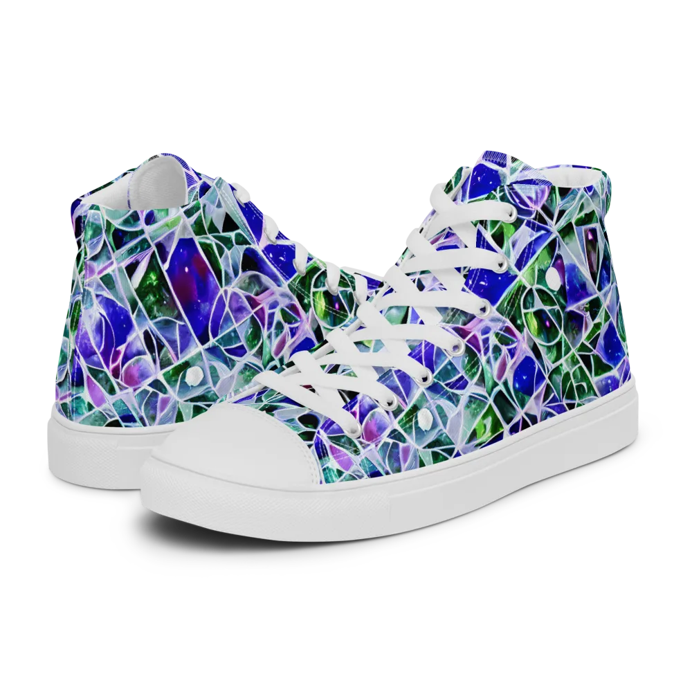 Prismatic Shatter on Men's High Top Canvas Shoes — Left