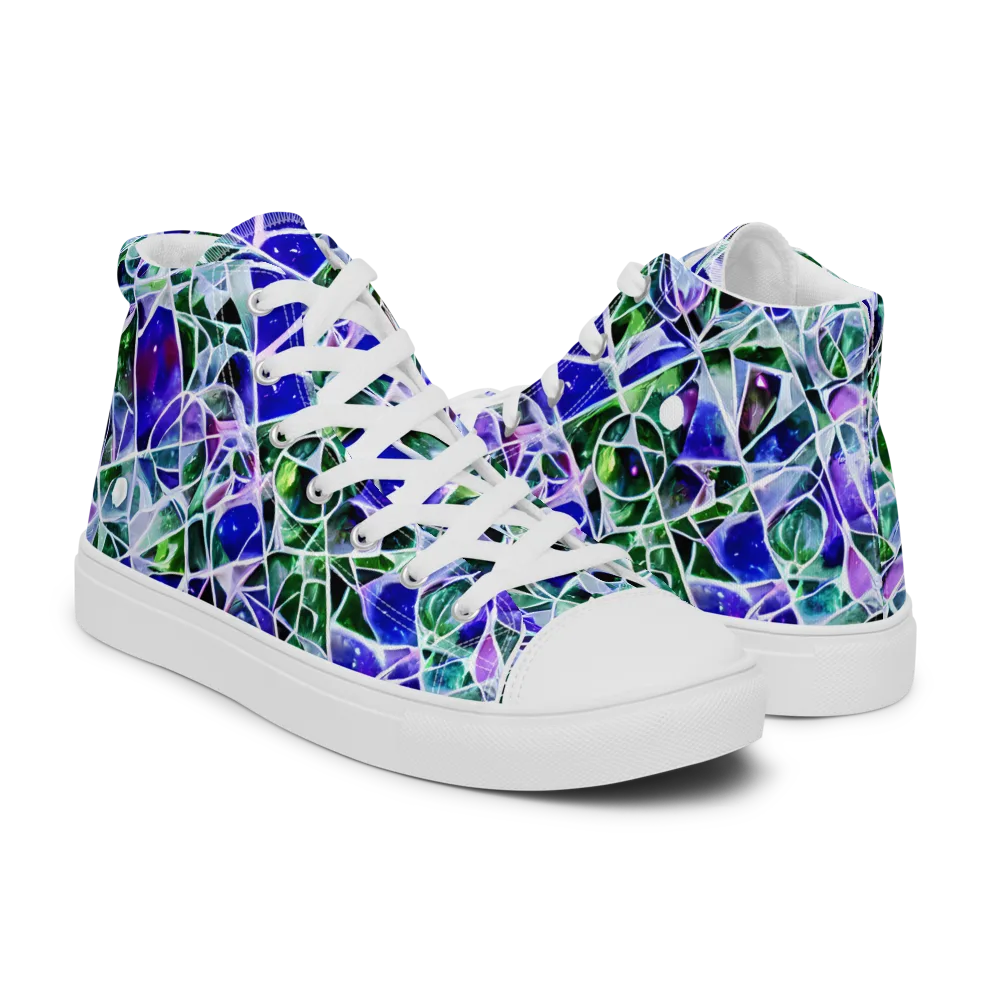 Prismatic Shatter on Men's High Top Canvas Shoes — Right