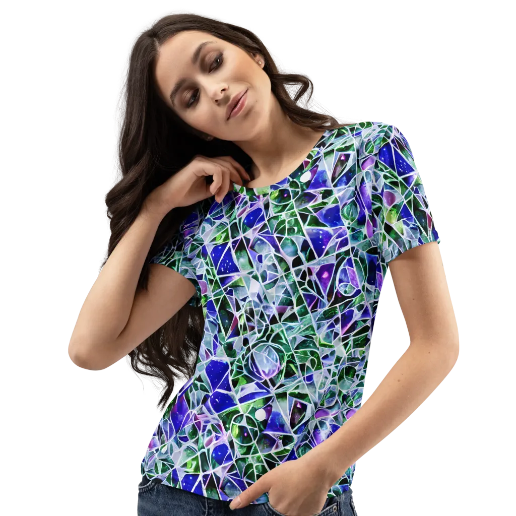 Prismatic Shatter on Women's Crew Neck T-Shirt — Left Front