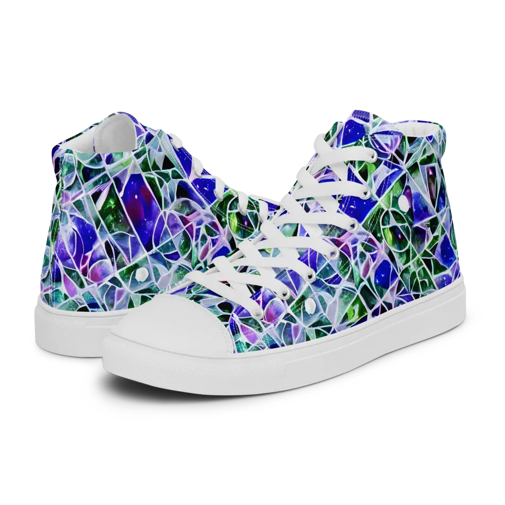 Prismatic Shatter on Women's High Top Canvas Shoes — Left