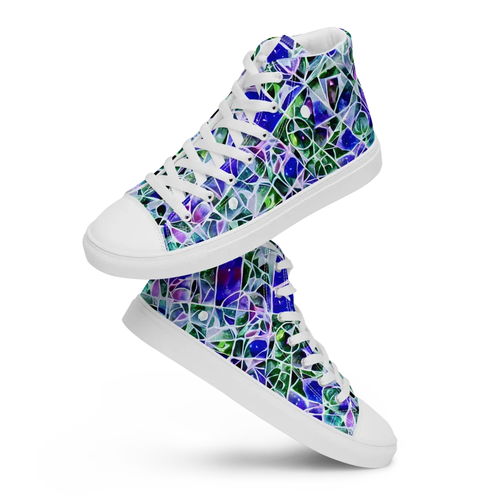 Prismatic Shatter on Women's High Top Canvas Shoes — Front