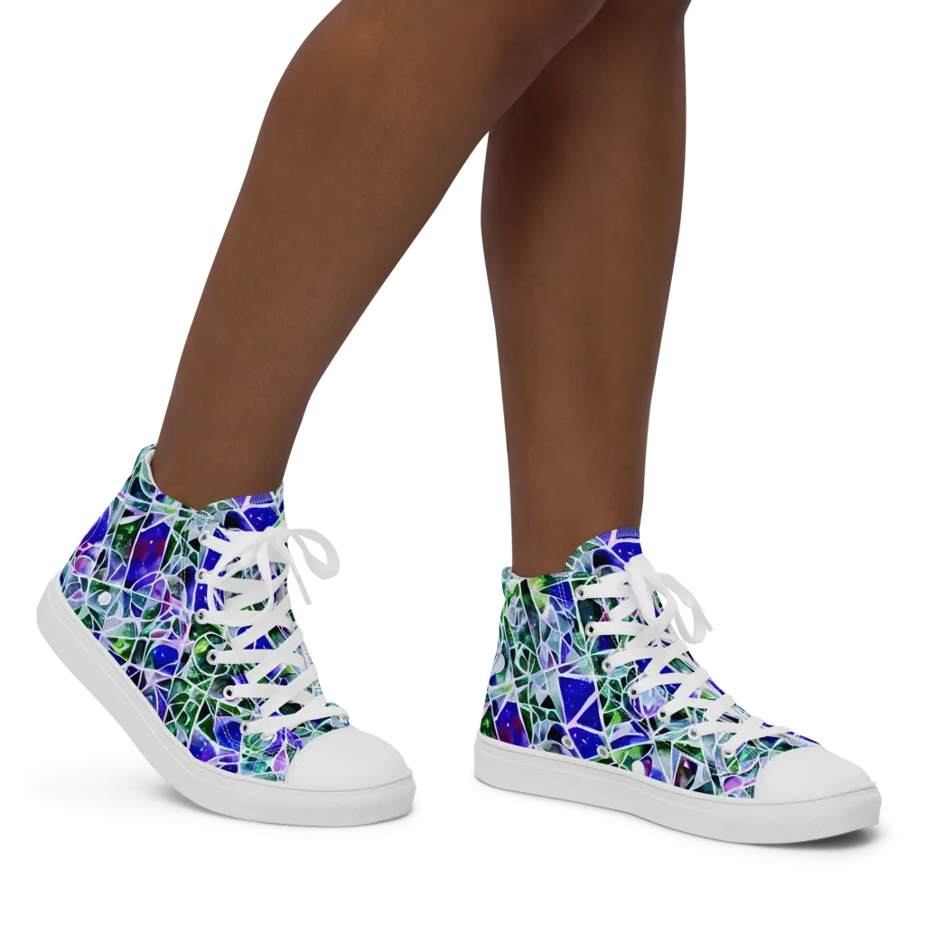 Prismatic Shatter on Women's High Top Canvas Shoes — Right