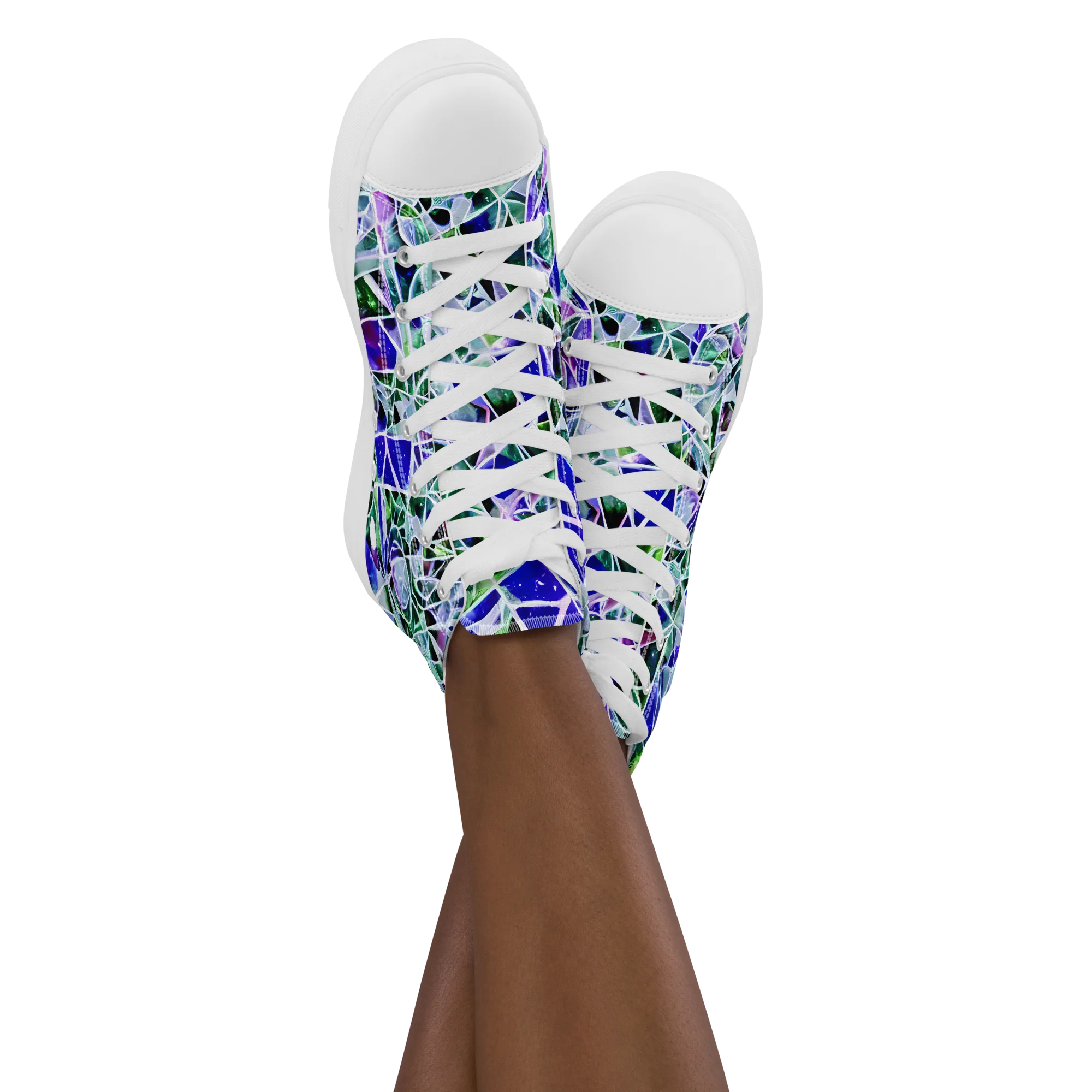 Prismatic Shatter on Women's High Top Canvas Shoes — Front