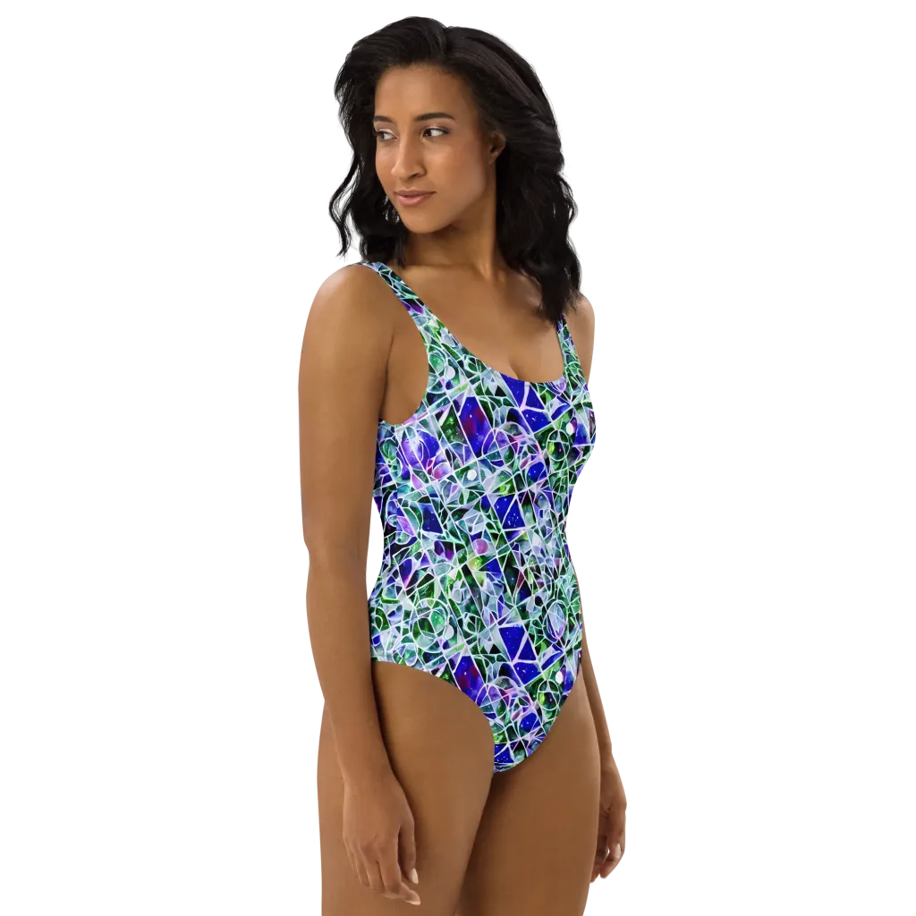 Prismatic Shatter on One-Piece Swimsuit — Right