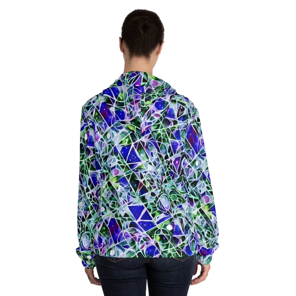 Prismatic Shatter on Women's Full-Zip Hoodie — Back On Person