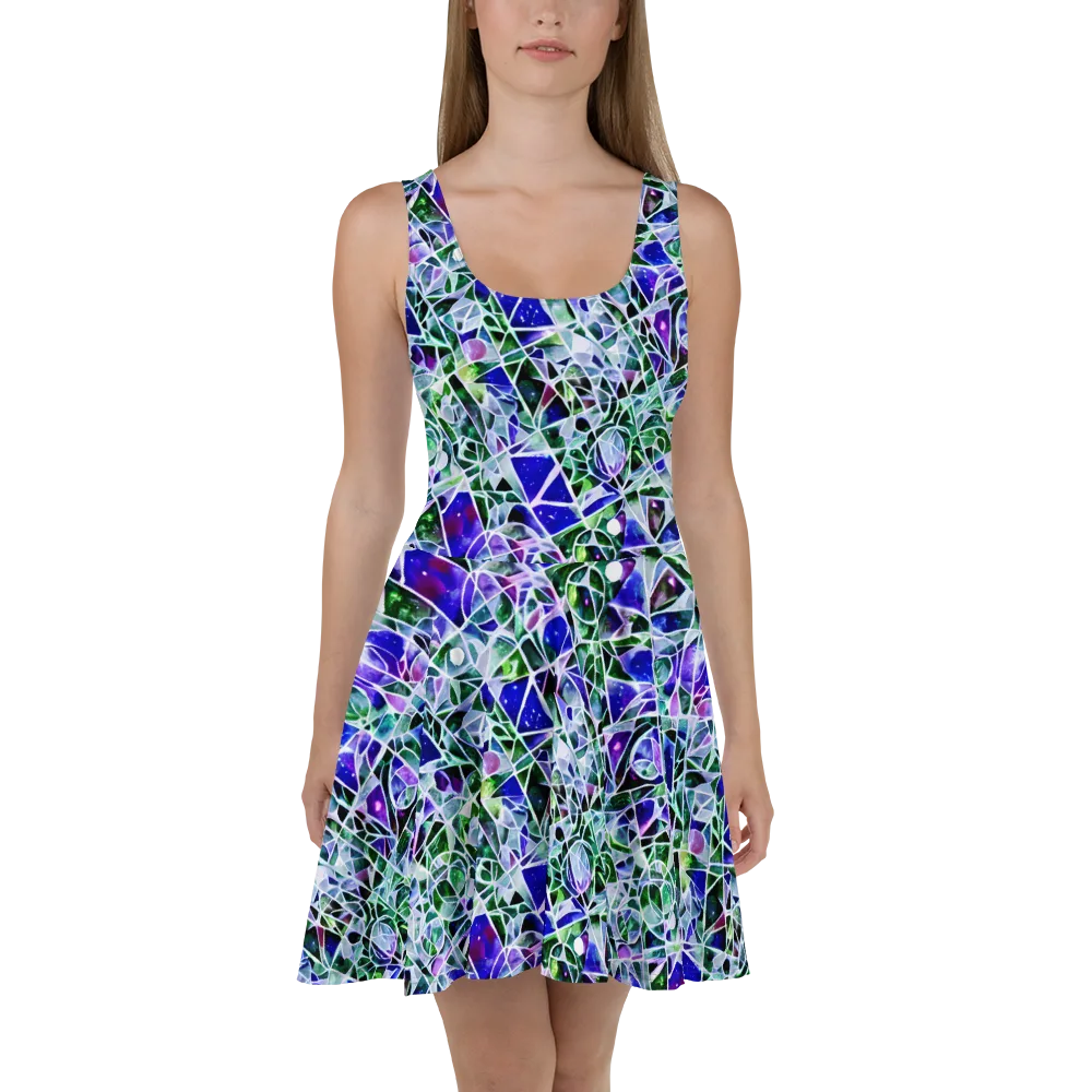 Prismatic Shatter on Skater Dress — Front
