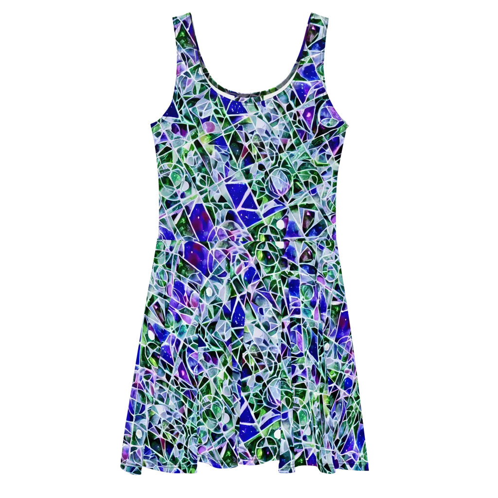 Prismatic Shatter on Skater Dress — Front