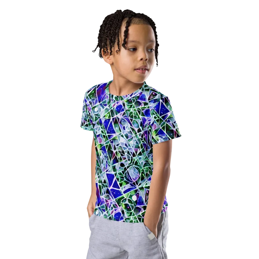 Prismatic Shatter on Kids Crew Neck T-Shirt — Left Front