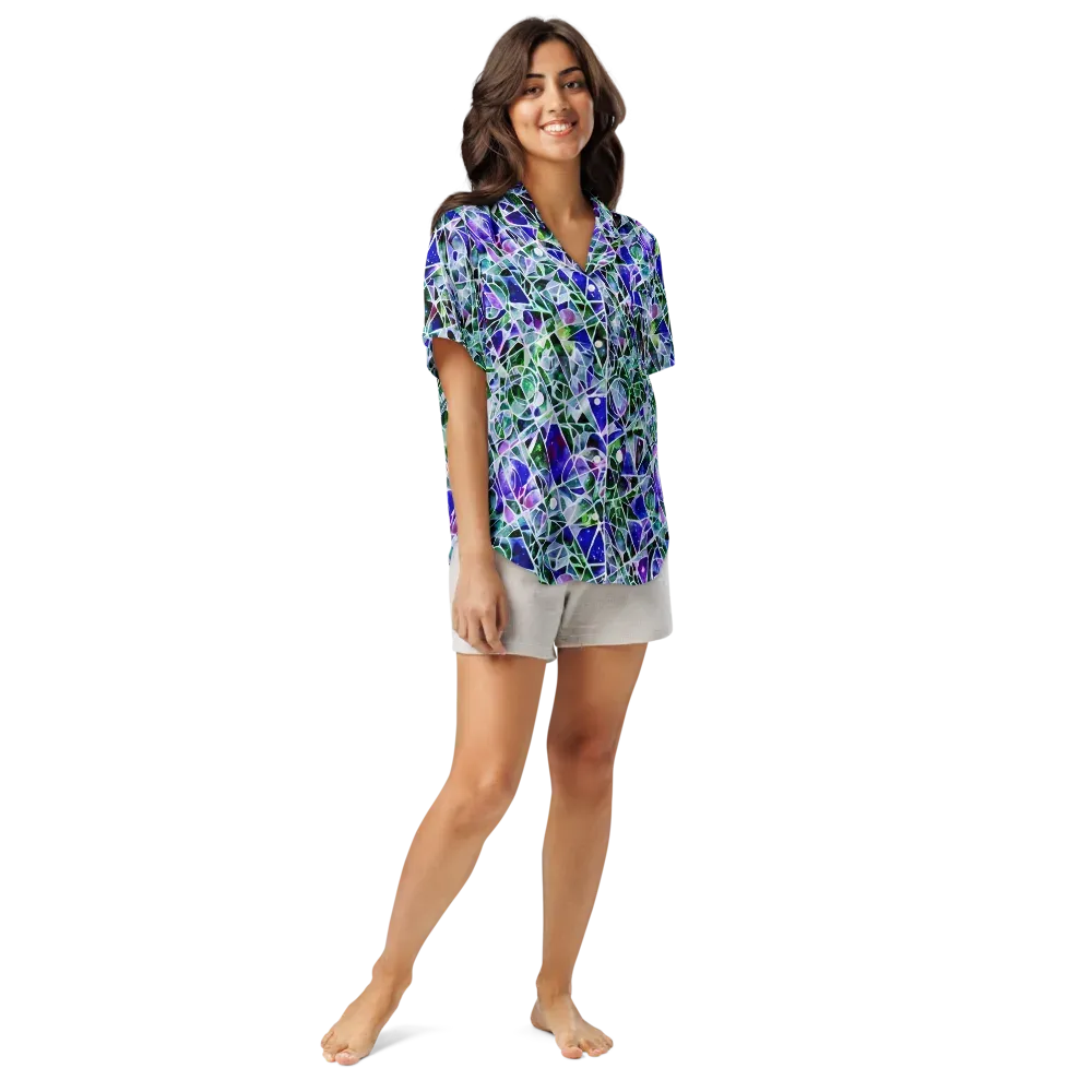Prismatic Shatter on Women's Short Sleeve Pajama Top — Front