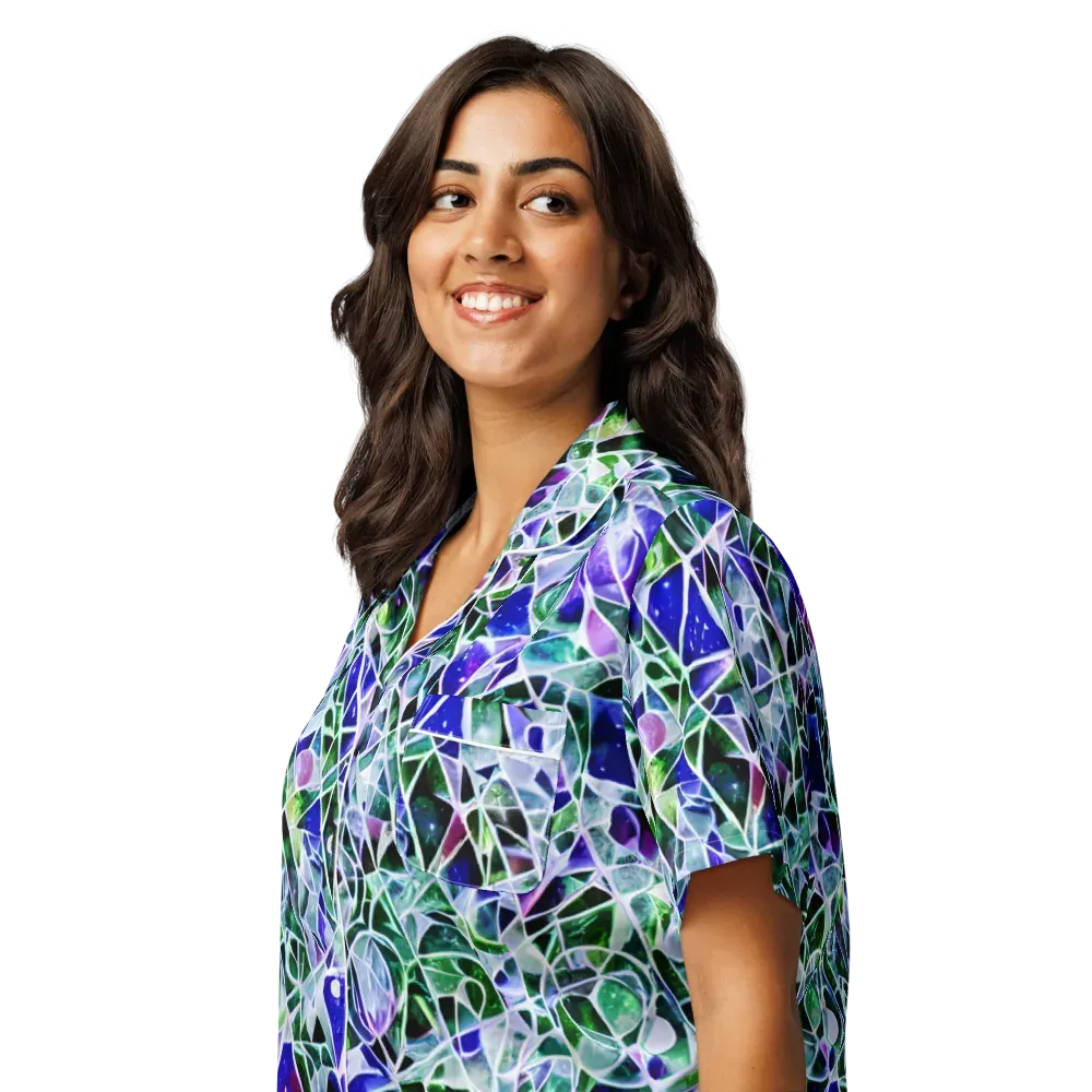 Prismatic Shatter on Women's Short Sleeve Pajama Top — Left Front
