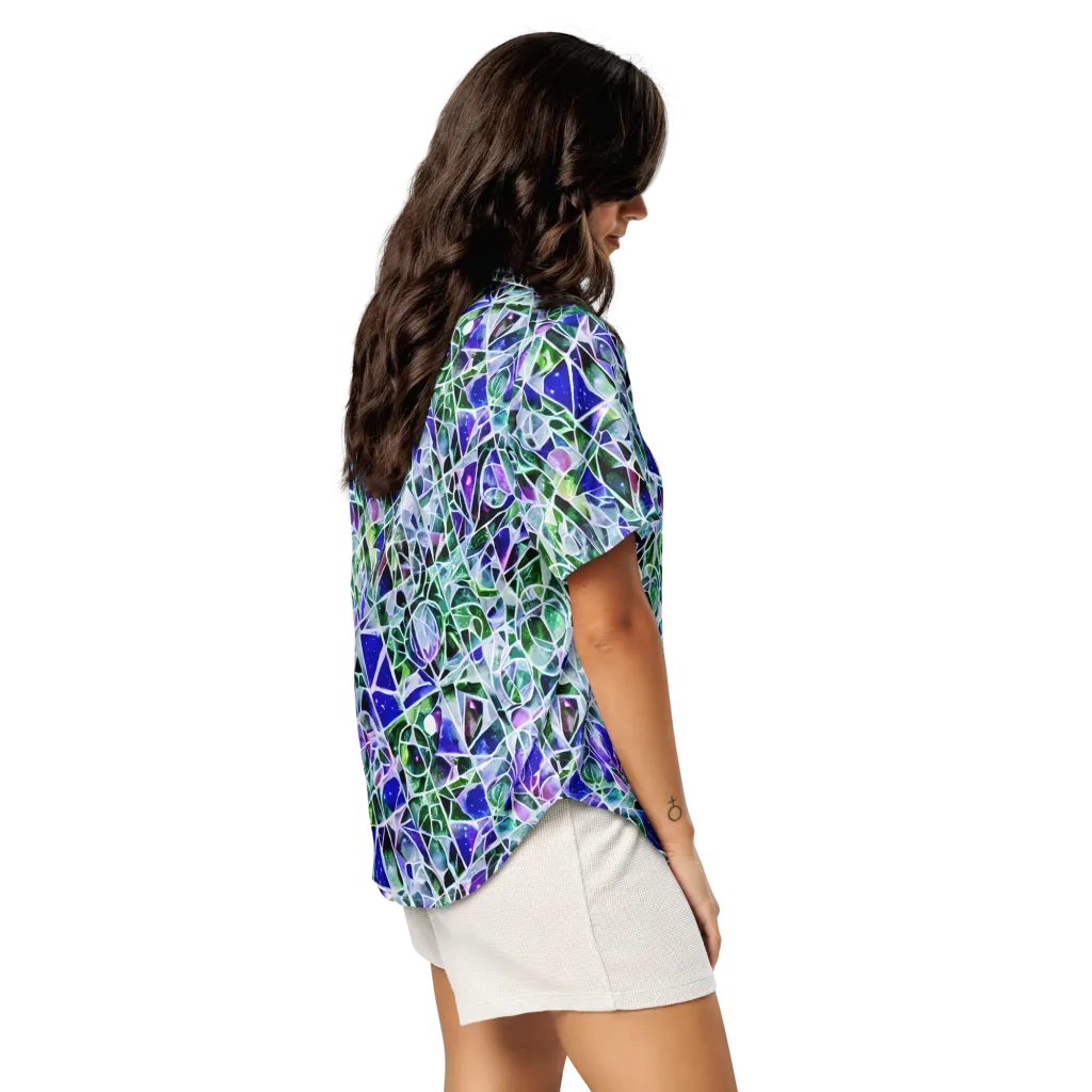 Prismatic Shatter on Women's Short Sleeve Pajama Top — Right Back
