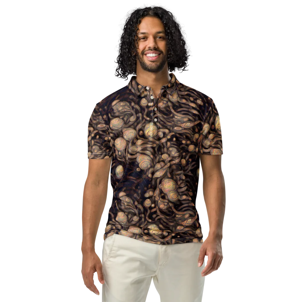 Midnight Tree Rings on Men's Slim Fit Polo Shirt — Front