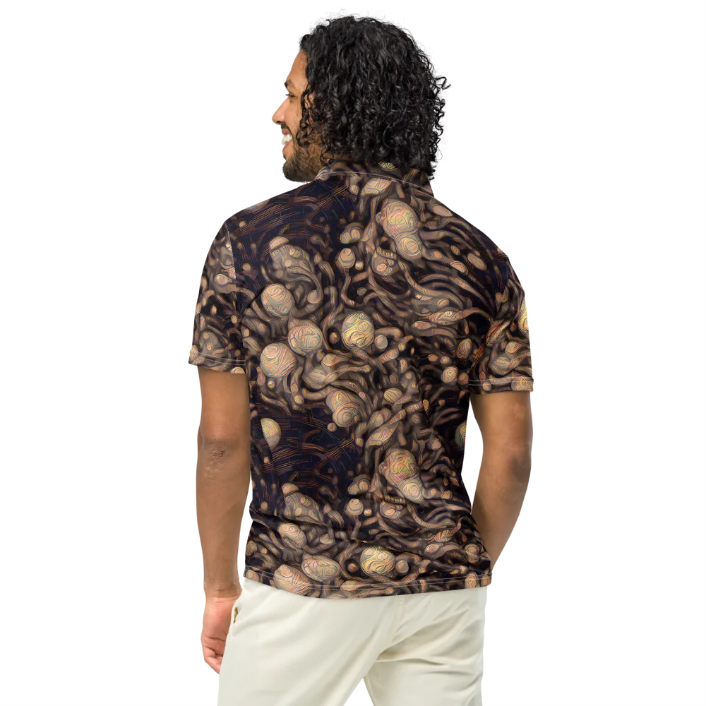 Midnight Tree Rings on Men's Slim Fit Polo Shirt — Back