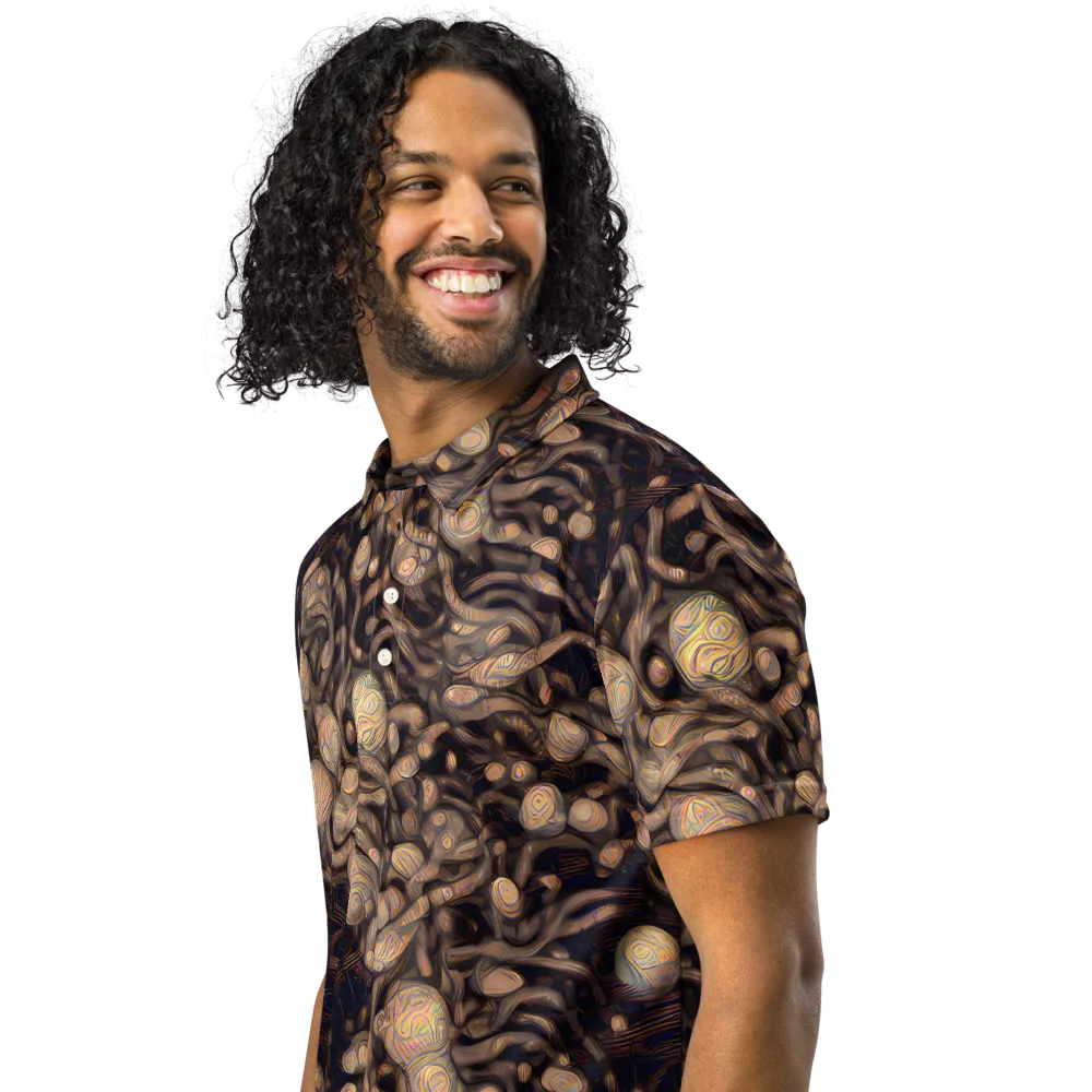 Midnight Tree Rings on Men's Slim Fit Polo Shirt — Left Front