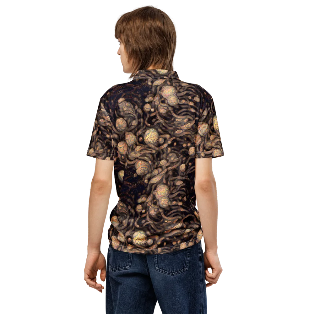 Midnight Tree Rings on Men's Slim Fit Polo Shirt — Back