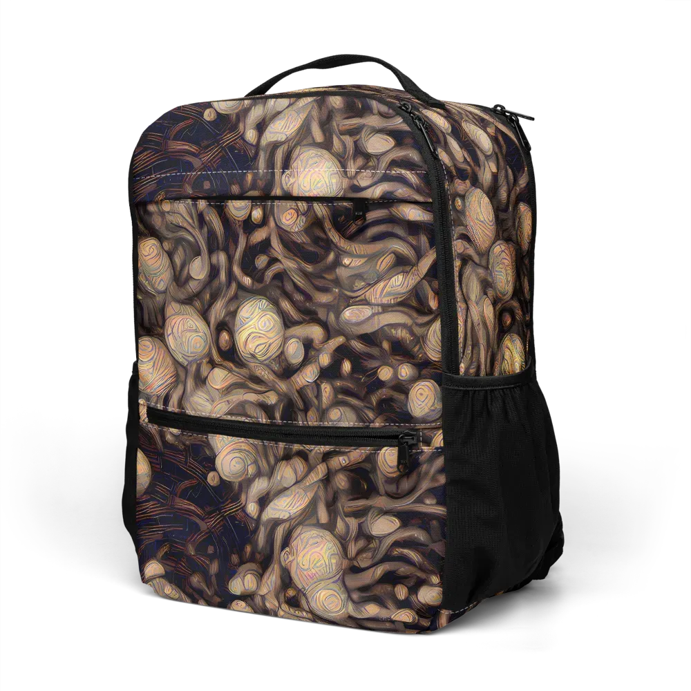 Midnight Tree Rings on Utility Backpack — Left Front