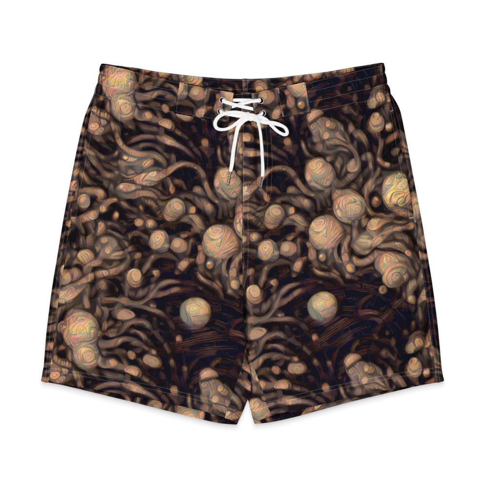Midnight Tree Rings on Men's Board Shorts — Front