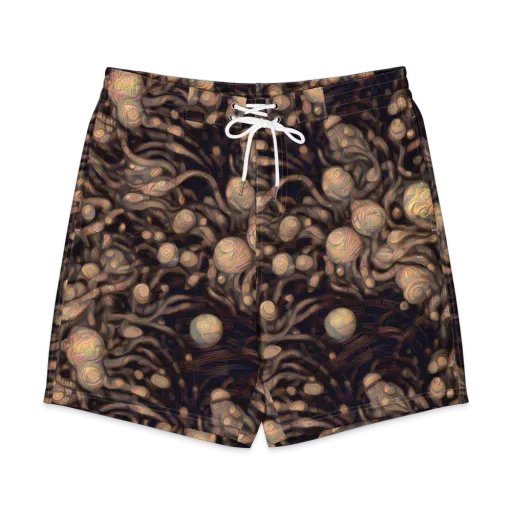 Midnight Tree Rings on a Men's Board Shorts