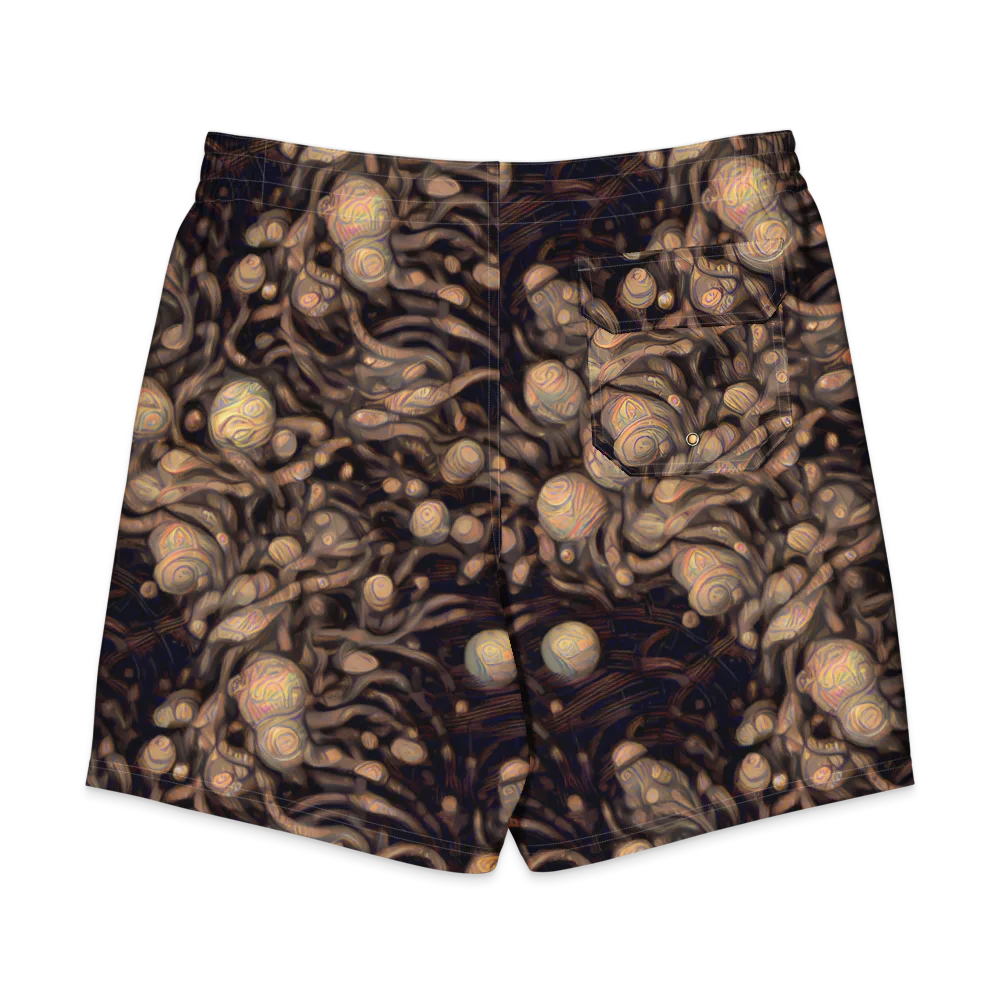 Midnight Tree Rings on Men's Board Shorts — Back