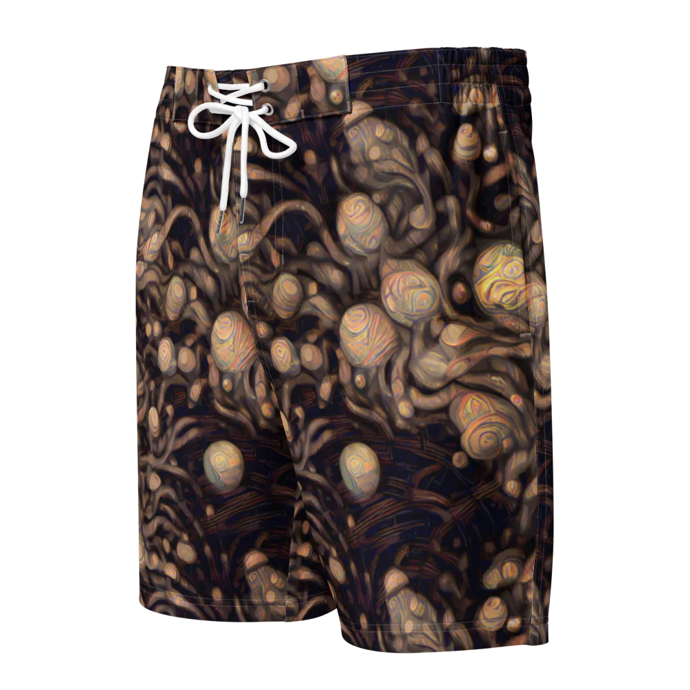 Midnight Tree Rings on Men's Board Shorts — Front