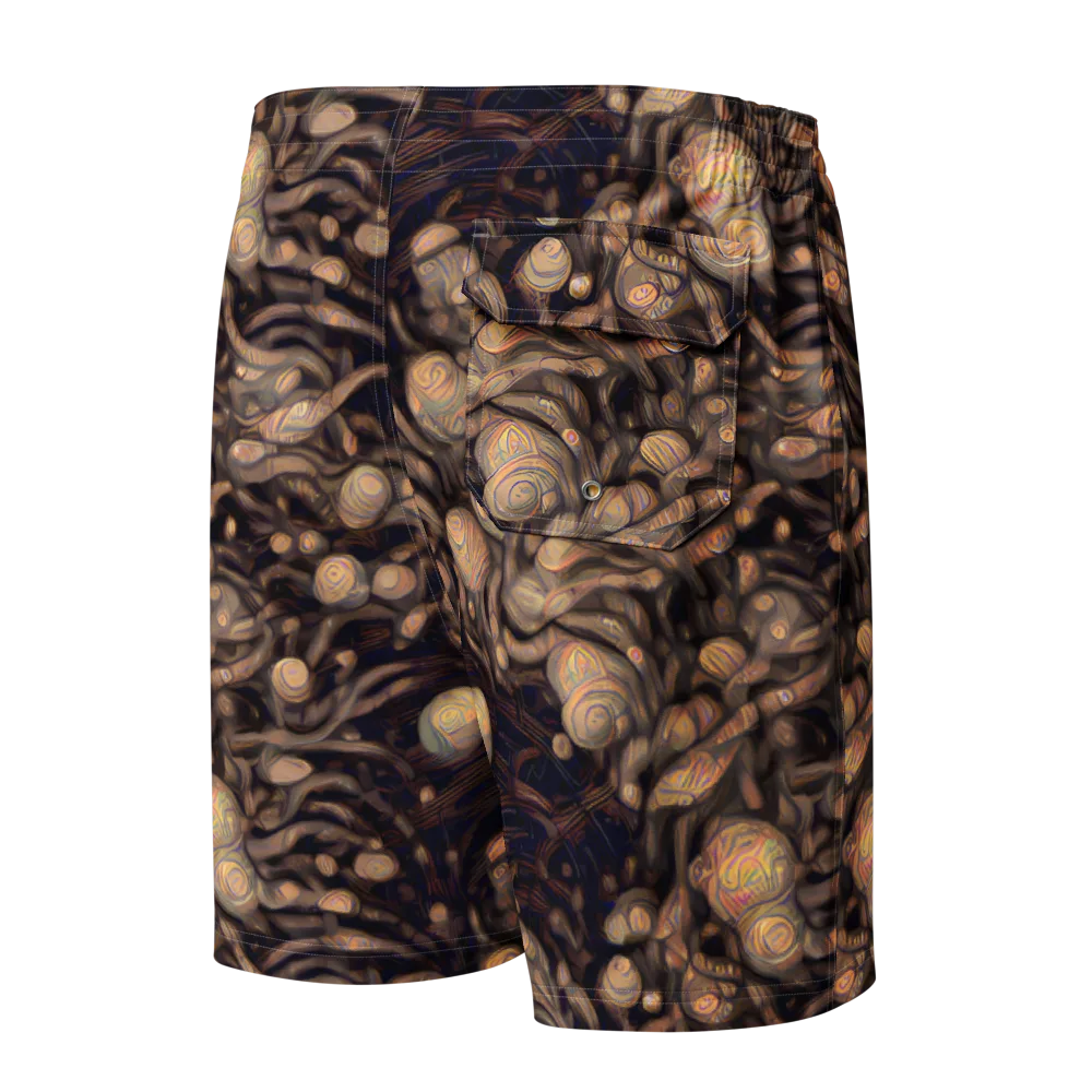 Midnight Tree Rings on Men's Board Shorts — Back