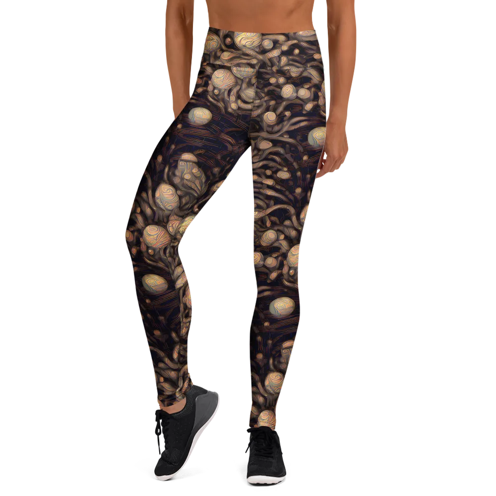 Midnight Tree Rings on Yoga Leggings — Front