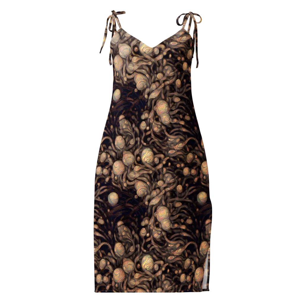 Midnight Tree Rings on Slip Dress — Front