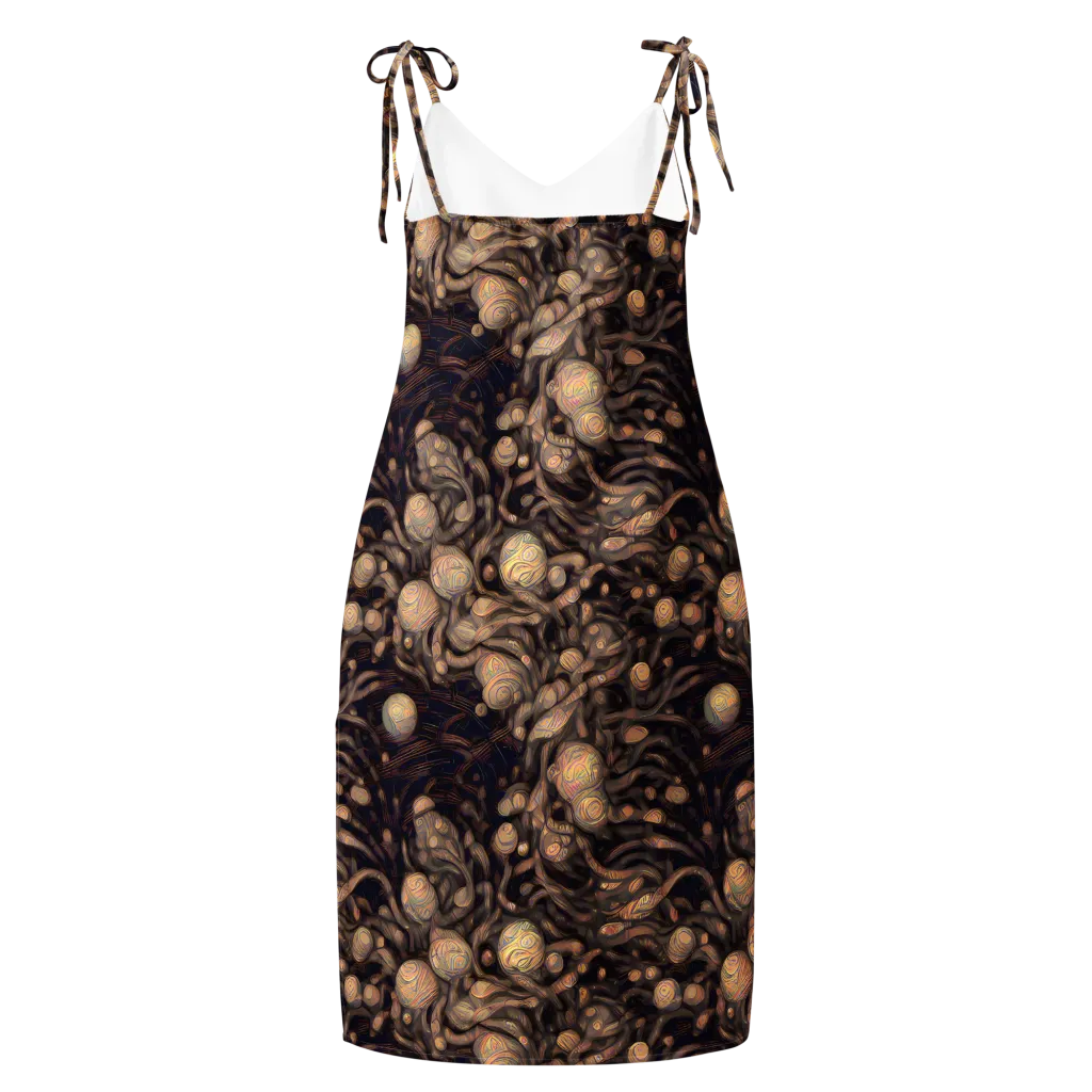Midnight Tree Rings on Slip Dress — Back