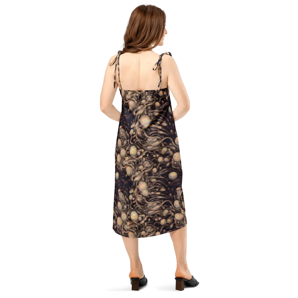 Midnight Tree Rings on Slip Dress — Back