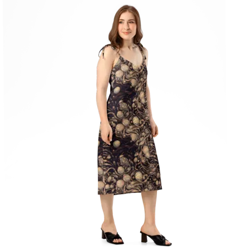 Midnight Tree Rings on a Slip Dress
