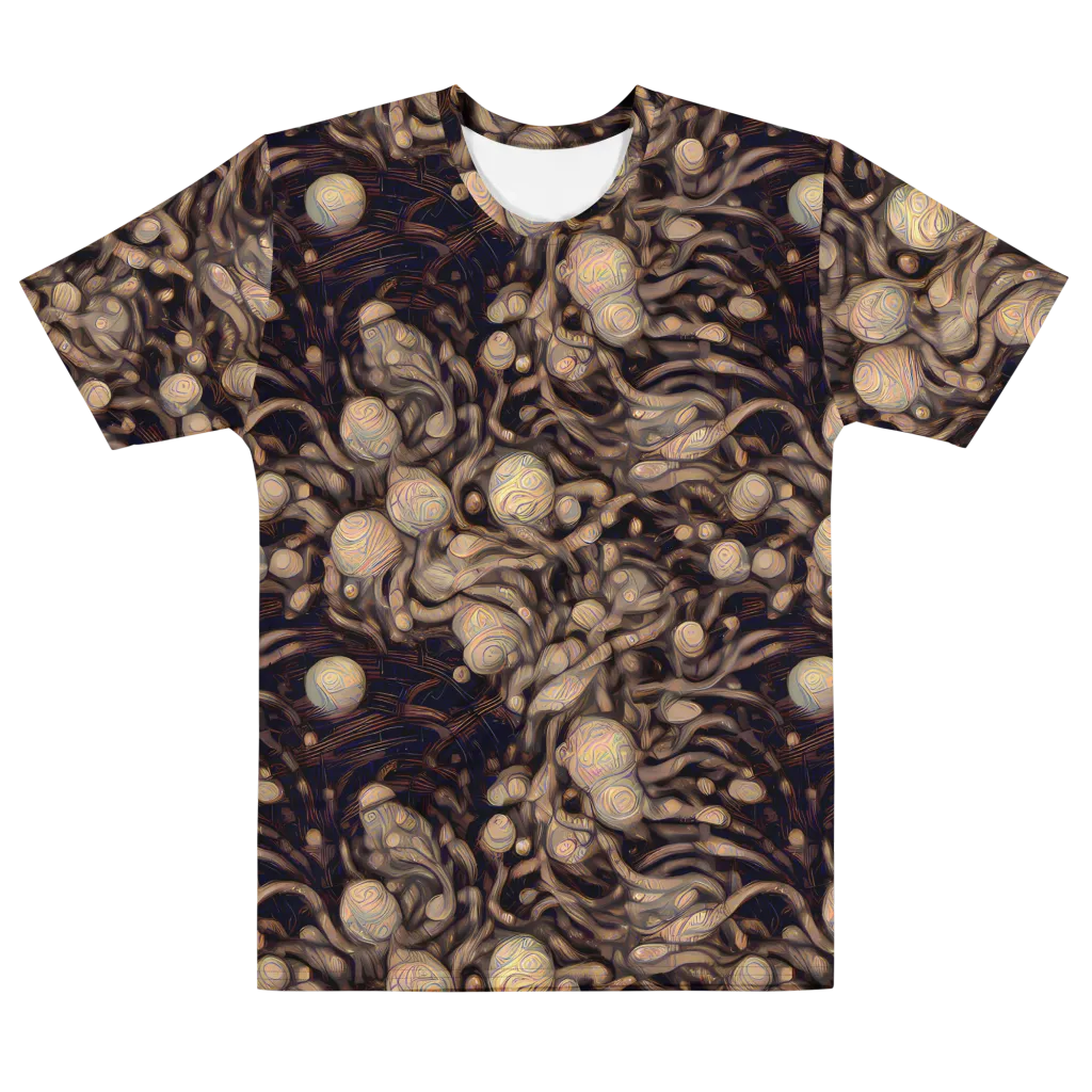 Midnight Tree Rings on Men's Cotton Crew Neck T-Shirt — Front