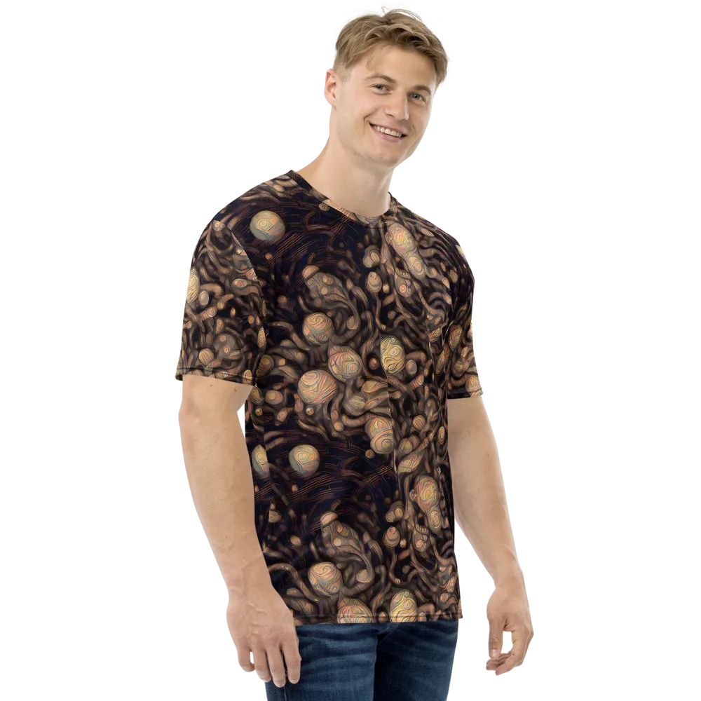 Midnight Tree Rings on Men's Crew Neck T-Shirt — Right