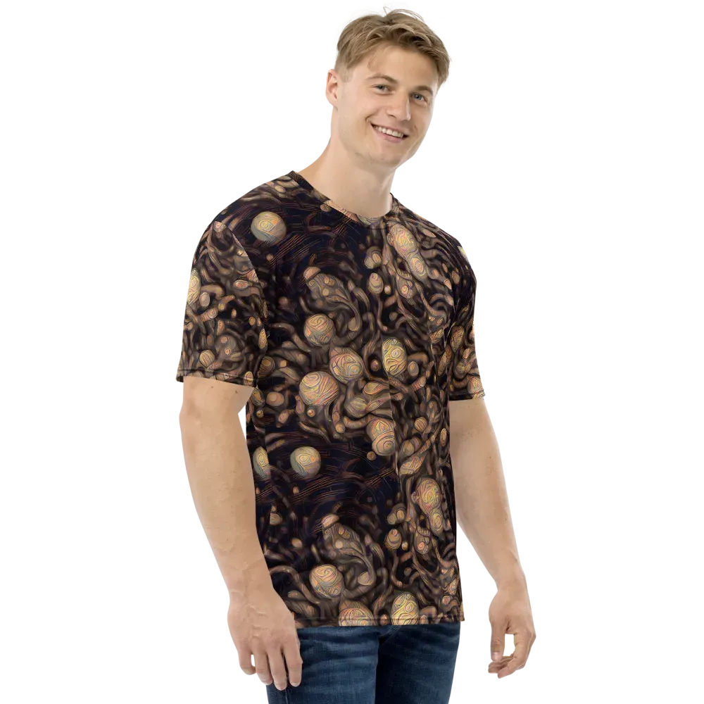 Midnight Tree Rings on Men's Crew Neck T-Shirt — Right